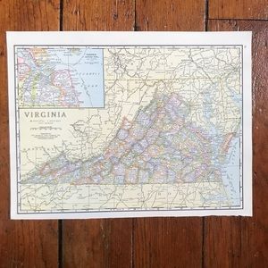 Vintage Map Vermont/Virginia